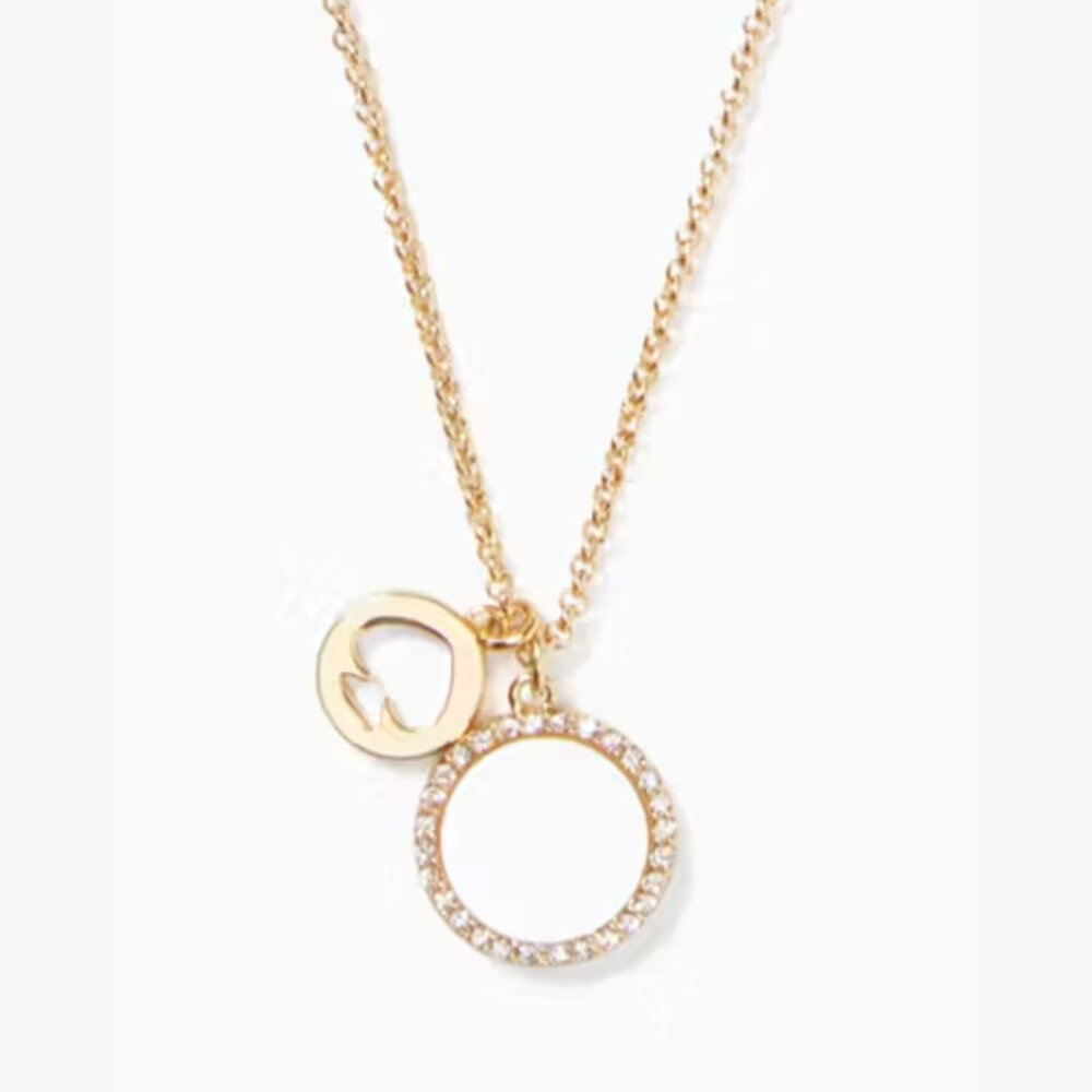 Kate Spade Cubic Zirconia and Glass Stones Gold Charm Pendant Necklace